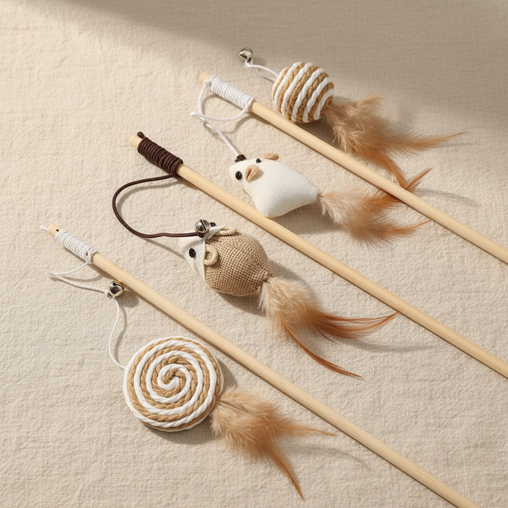 Canne à Pêche Interactive pour Chat – Jouet avec Plumes & Clochette