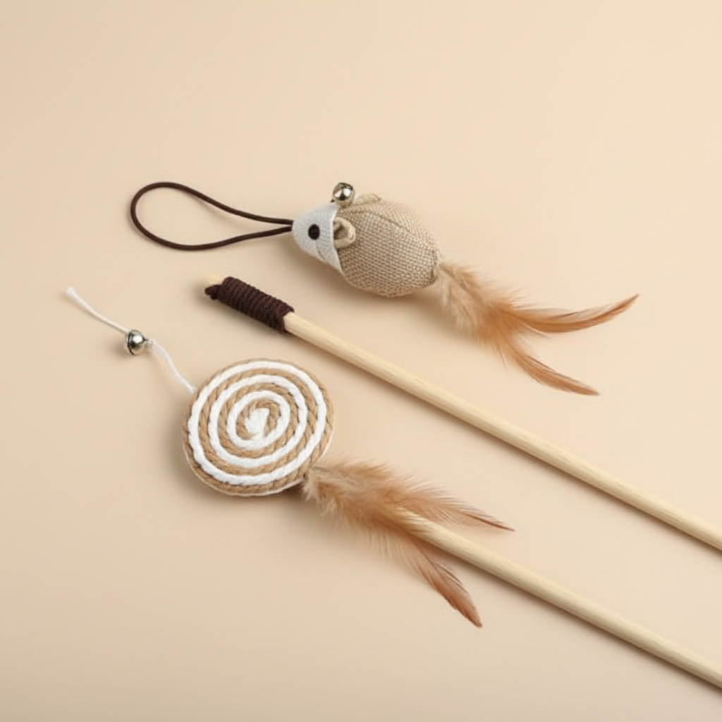 Canne à Pêche Interactive pour Chat – Jouet avec Plumes & Clochette