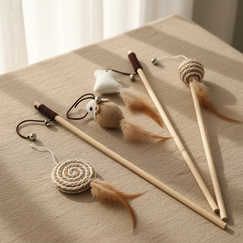 Canne à Pêche Interactive pour Chat – Jouet avec Plumes & Clochette